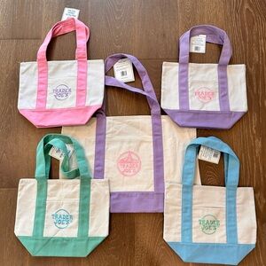 Trader Joe’s Canvas Tote Bag Set - 4 mini totes and 1 large tote